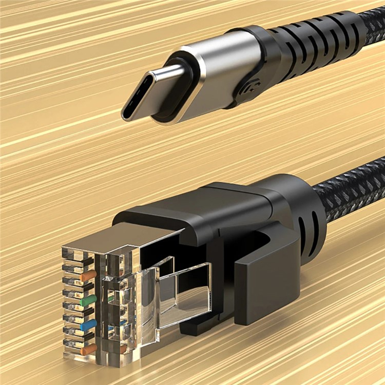 (2m) USB C auf Gigabit Ethernet LAN RJ45 Netzwerkanschluss Adapter Kabel (1000Mbit/s) - Grau