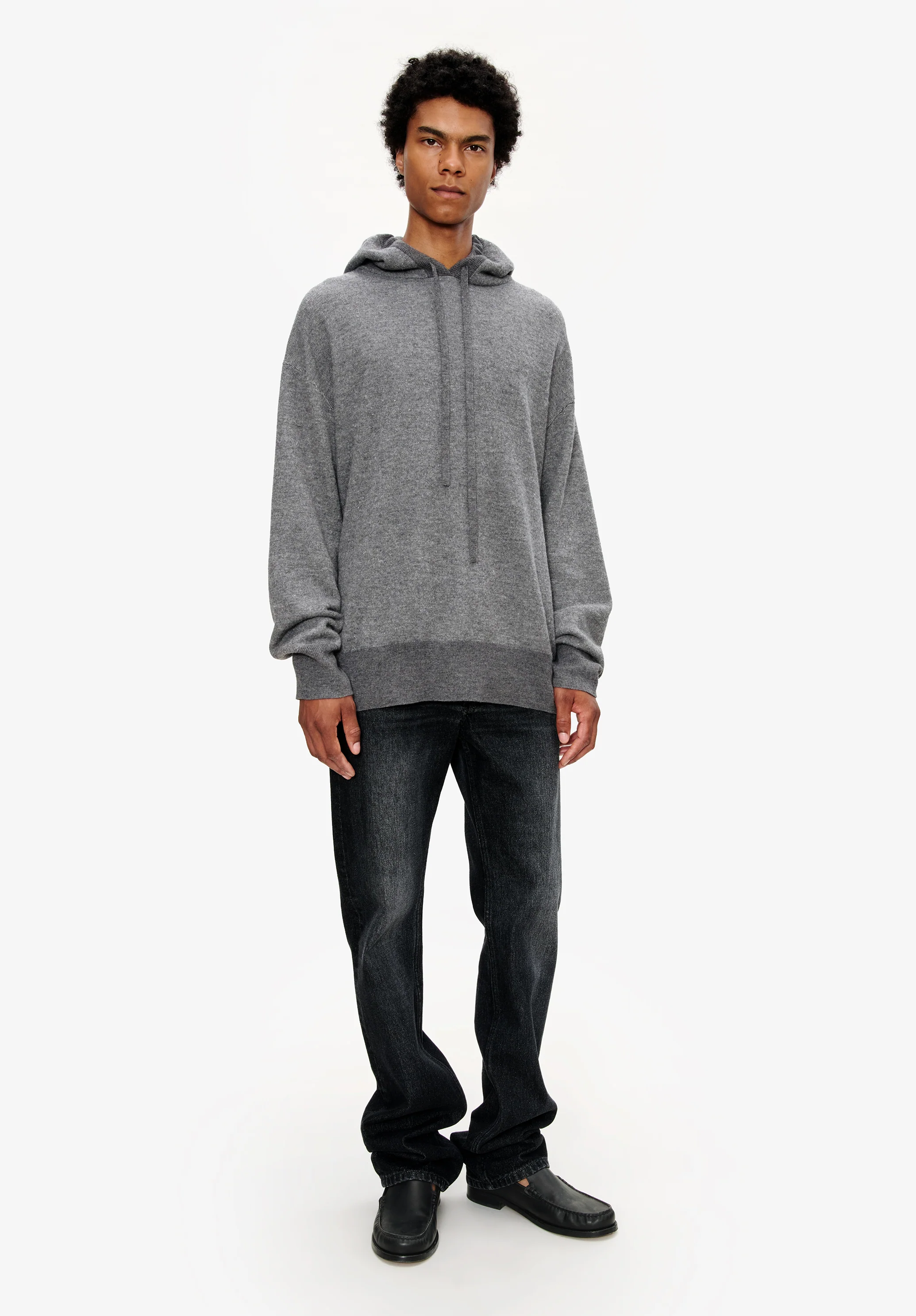 Hoodie unisexe en laine. - Gris chine