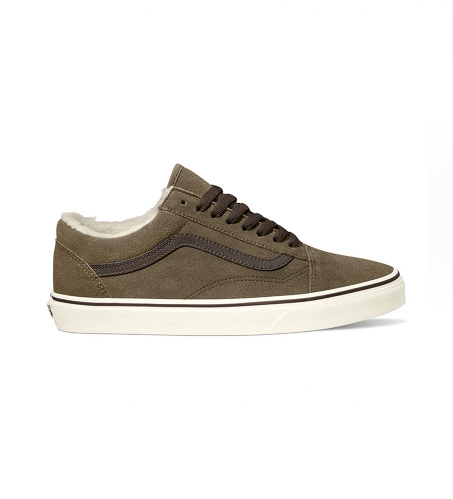 Tênis Vans Old Skool em couro Sherpa, verde