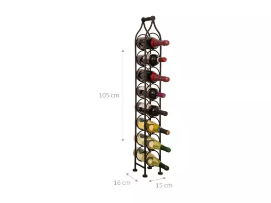 BISCOTTINI Porte-Bouteilles - Fer Forgé Finition Noir Antique - Idéal pour la Décoration du Salon ou de la Cuisine - Casier à Vin - 15 x 16 x 105 cm - Support pour 8 Bouteilles de Vin