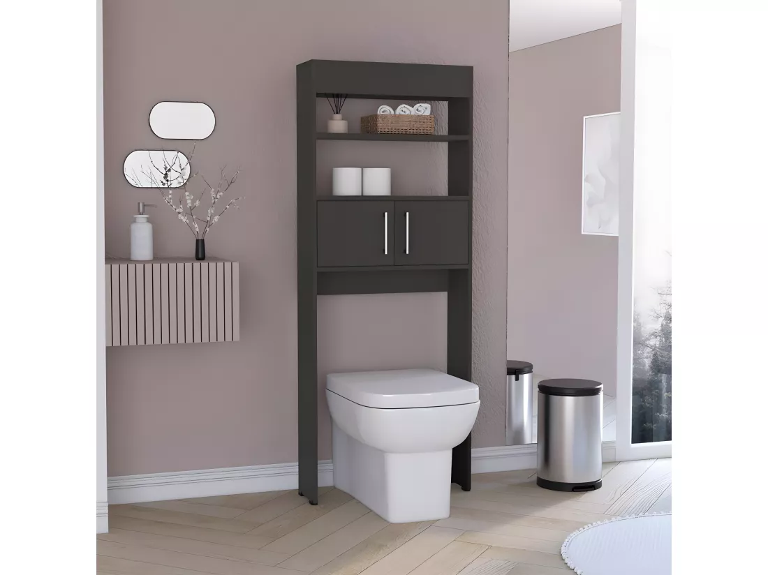 Économiseur d'espace Madrid, avec une armoire et des étagères ouvertes externes, 160 cm à x 20,3 cm et x 62,4 cm L, Wengue
