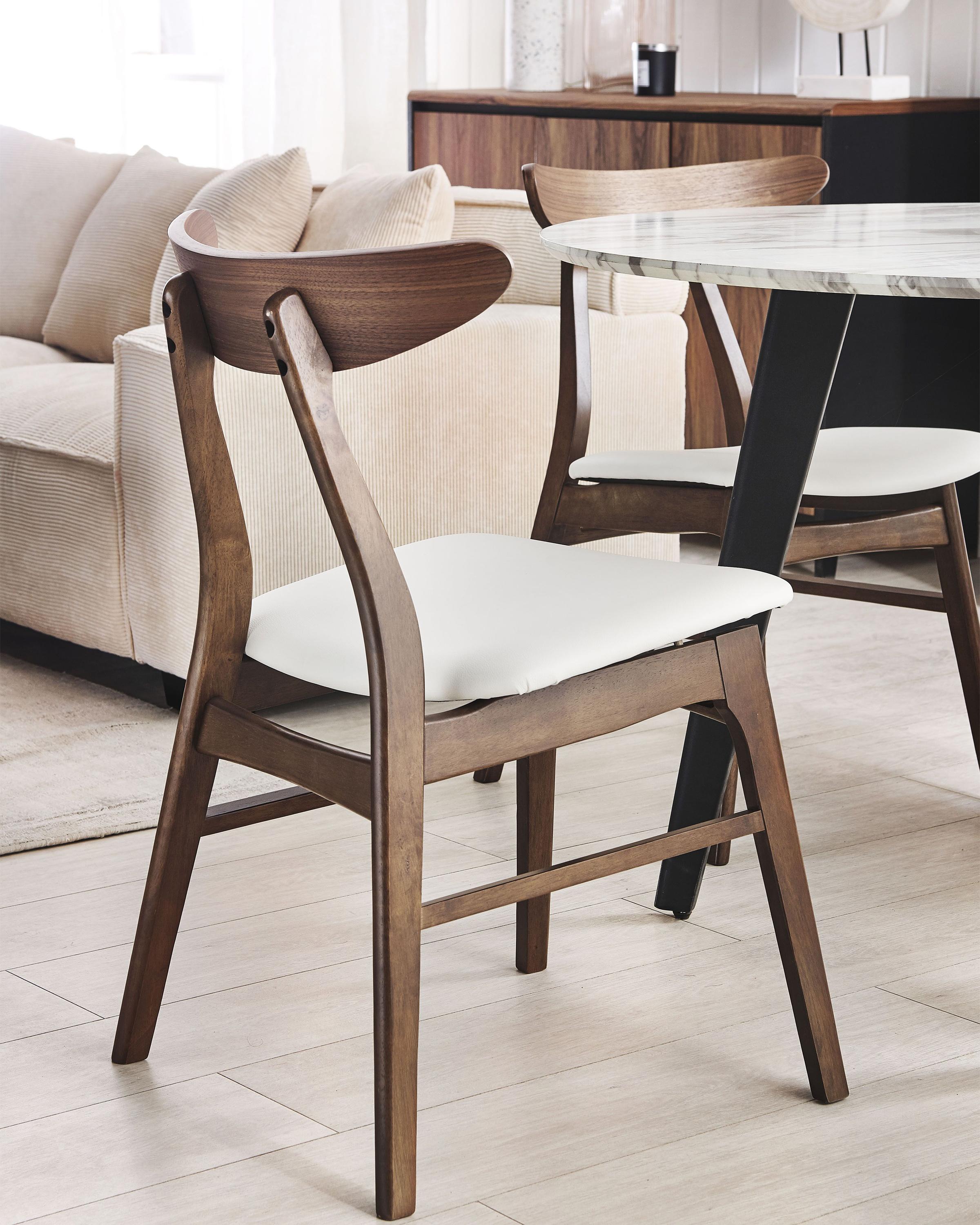 Set van 2 eetkamerstoelen LYNN Hout Donkerbruin/wit