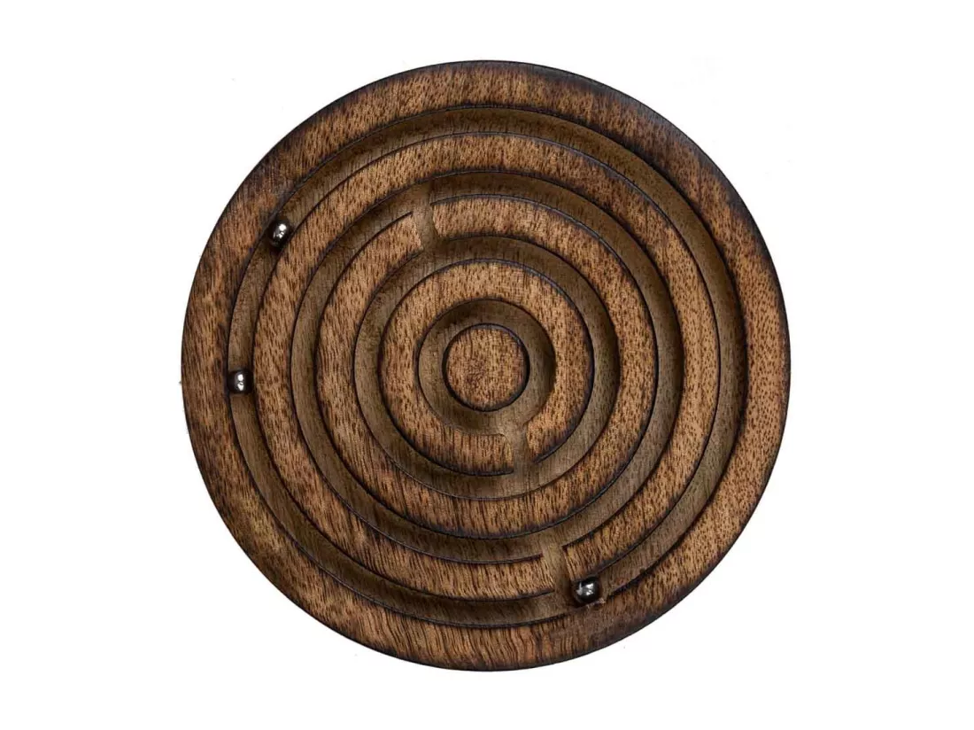 Jeu de casse-tête rond en bois marron d15x5h
