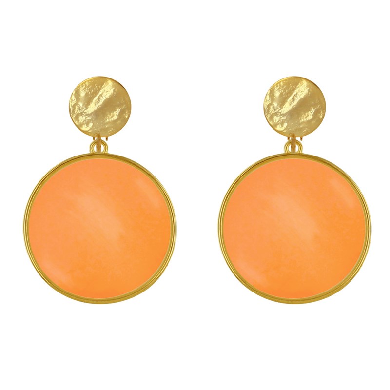 Boucles d'Oreilles Clip Métal Doré Cercle Coloré Translucide