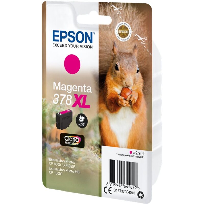 Epson Squirrel Singlepack Magenta 378XL Claria Photo HD Ink
