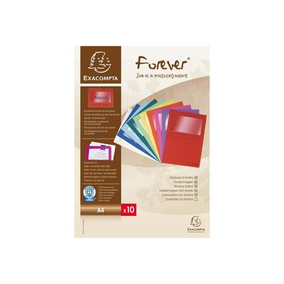 Exacompta Forever - 10 Chemises à fenêtre - 130 gr - couleurs assorties