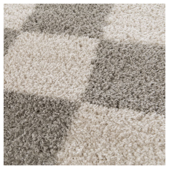 Tapis doux à motif damier en matière recyclée - damia - taupe et crème - 120 x 170 cm