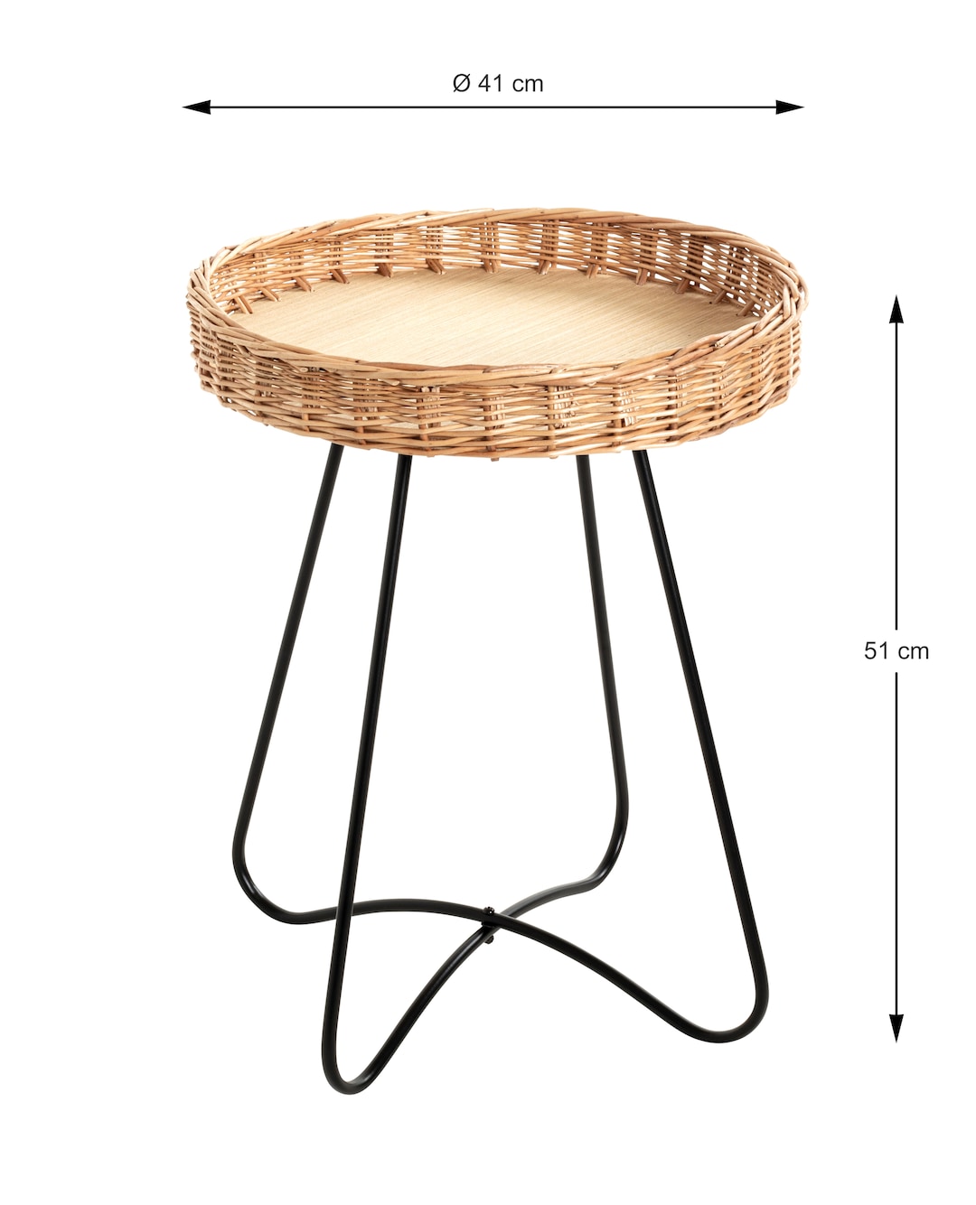 Beistelltisch Ø 41 cm natur/schwarz