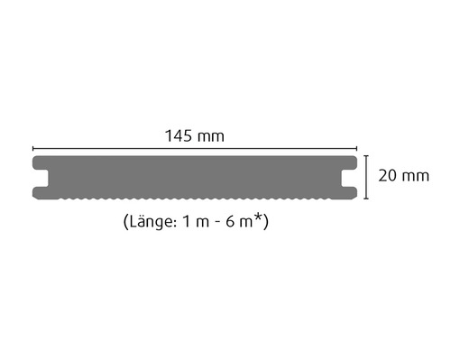 Konsta WPC terrasplank Masivo massief profiel gestructureerd 20x145 mm (verkoop per meter van 1,00 m tot max. 6,00 m) donkerbruin