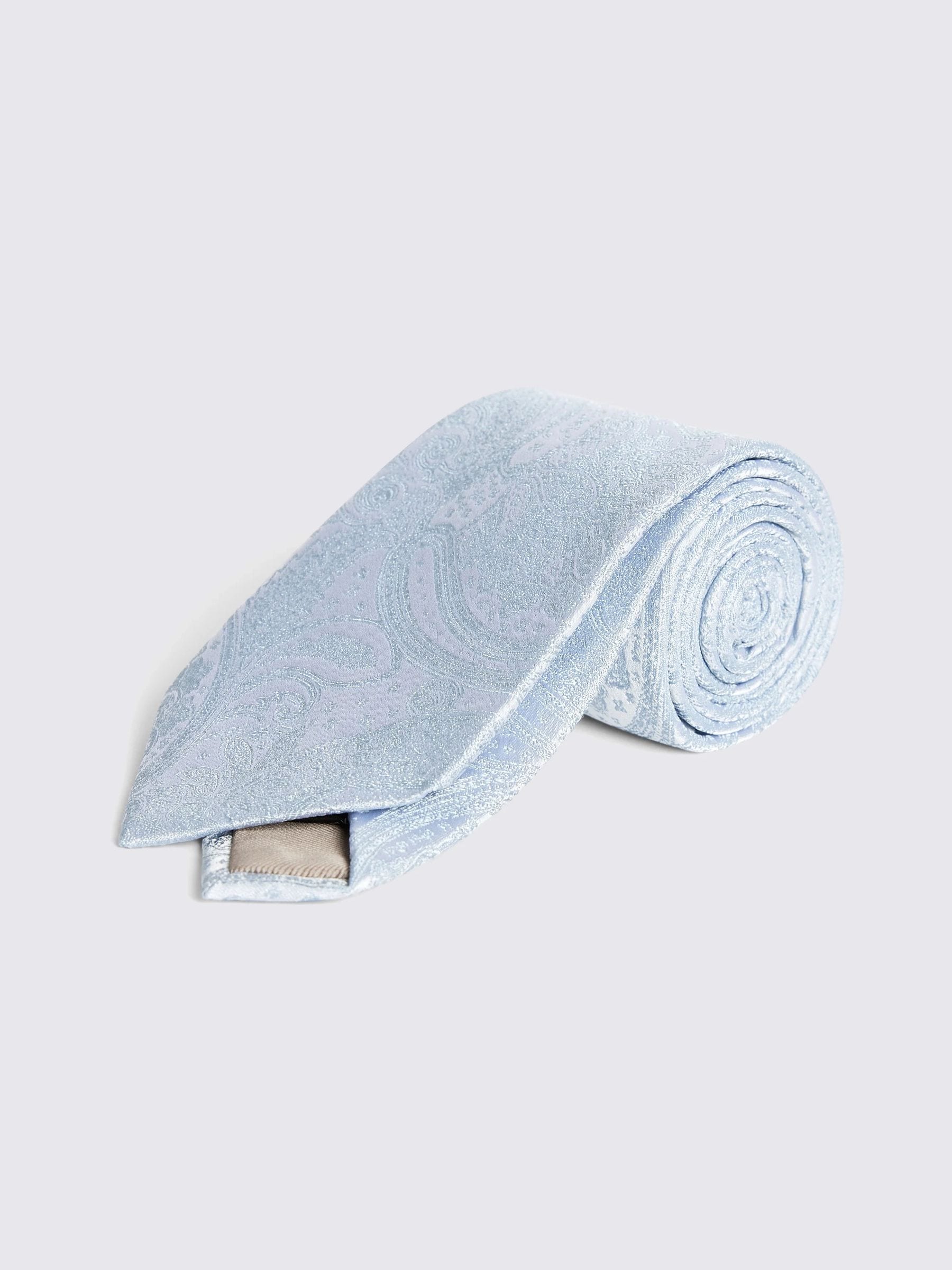 Blauw - MOSS Wedding Paisley Tie