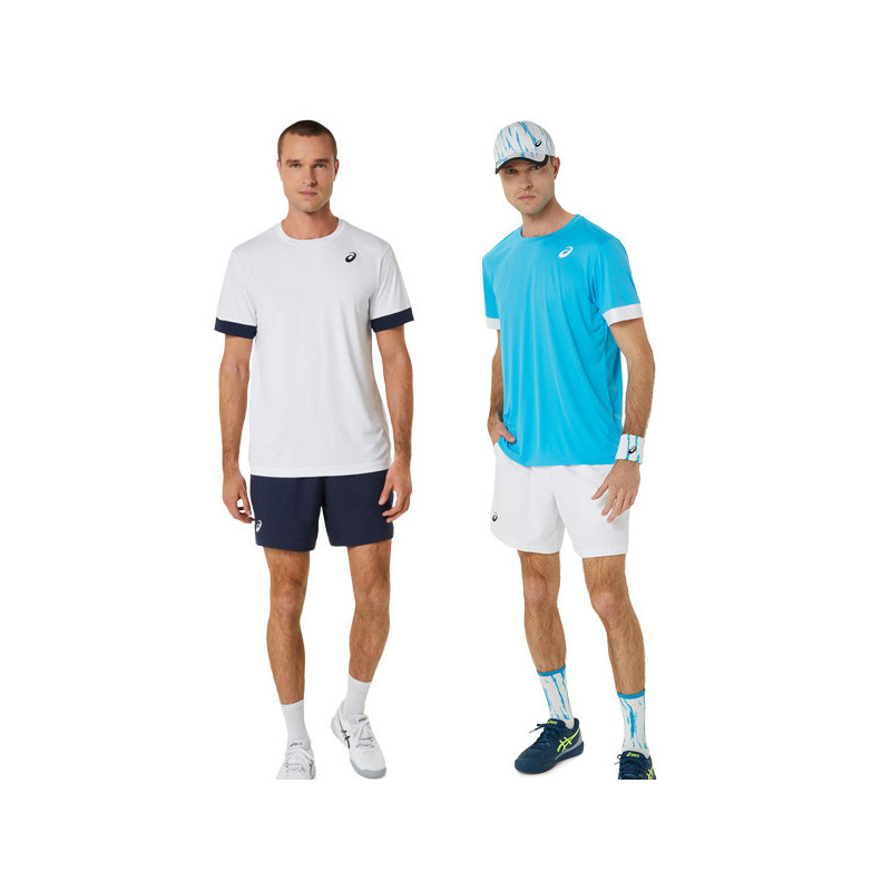 Tee-shirt Asics Court Top blanc ou turquoise