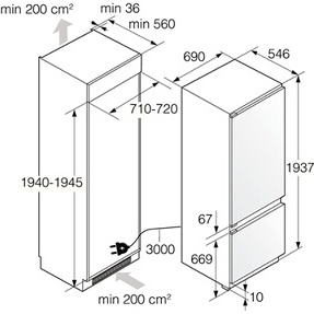 Réfrigérateur congélateur en bas Asko RBC297SND1 194 cm