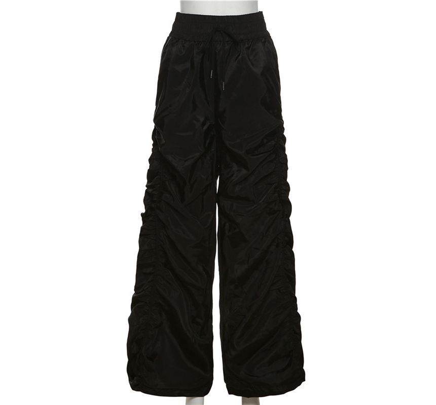 Sugarcoat - Trekkoord taille effen gerimpelde wijde joggingbroek