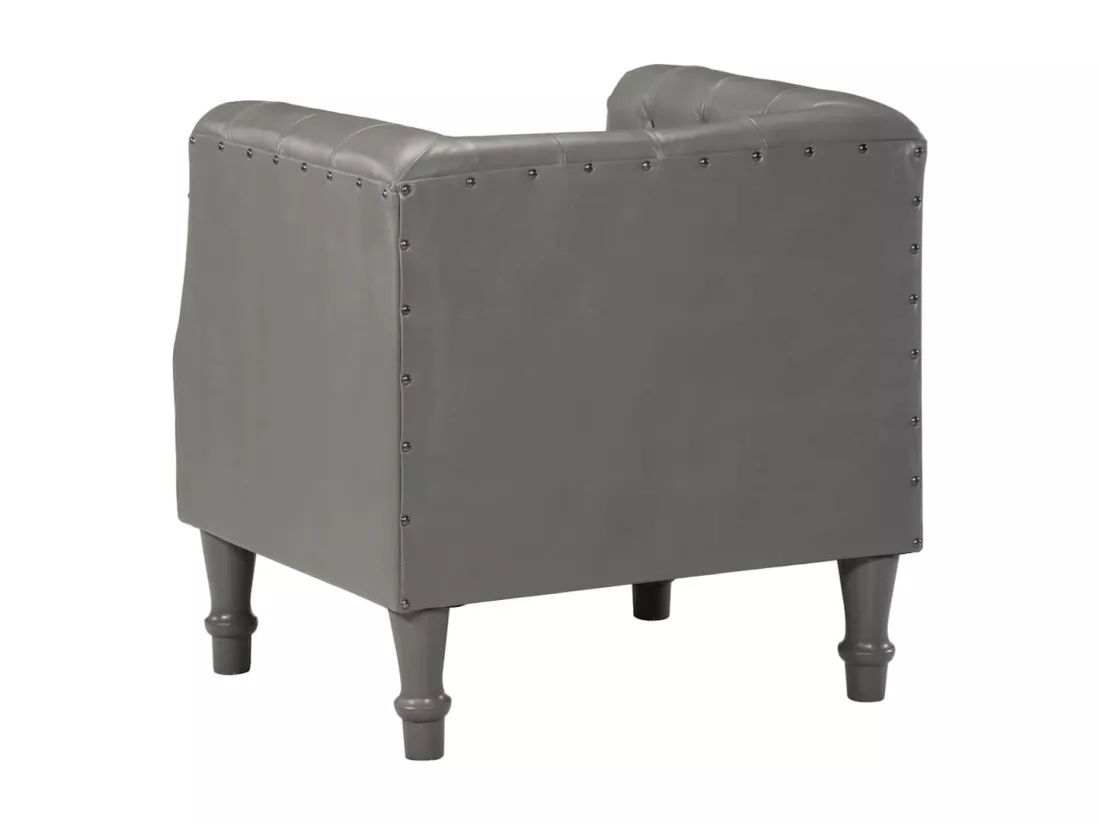 Chaise cabriolet gris cuir véritable