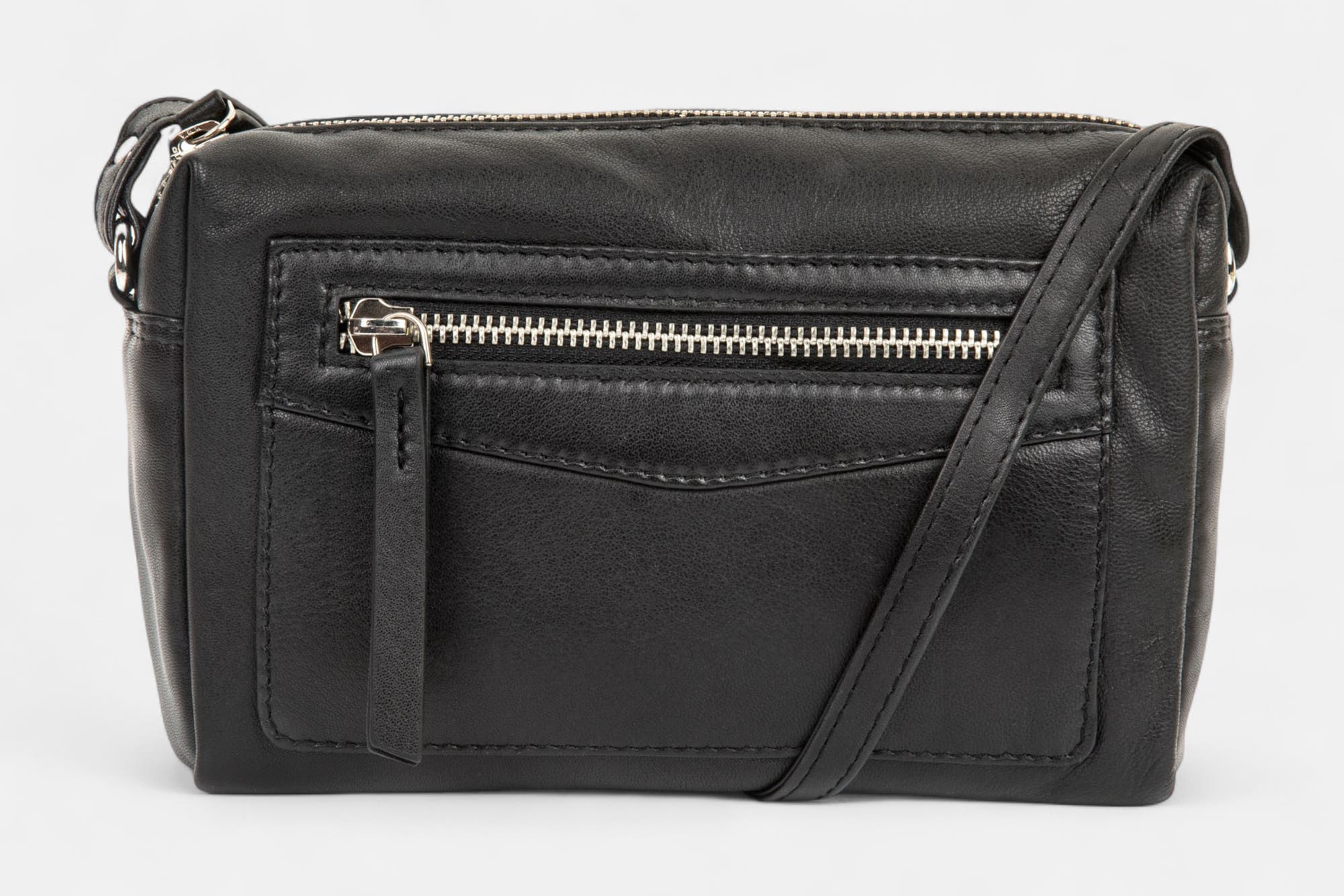 Sac bandoulière en cuir noir