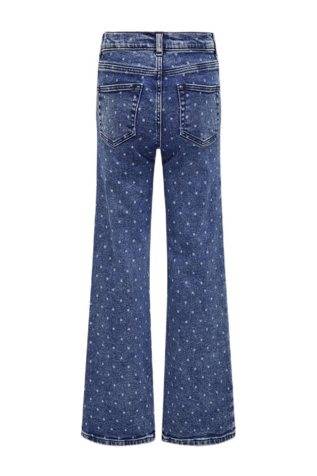 ONLY high waist wide leg jeans KOGJUICY LIFE met stippen medium blue denim