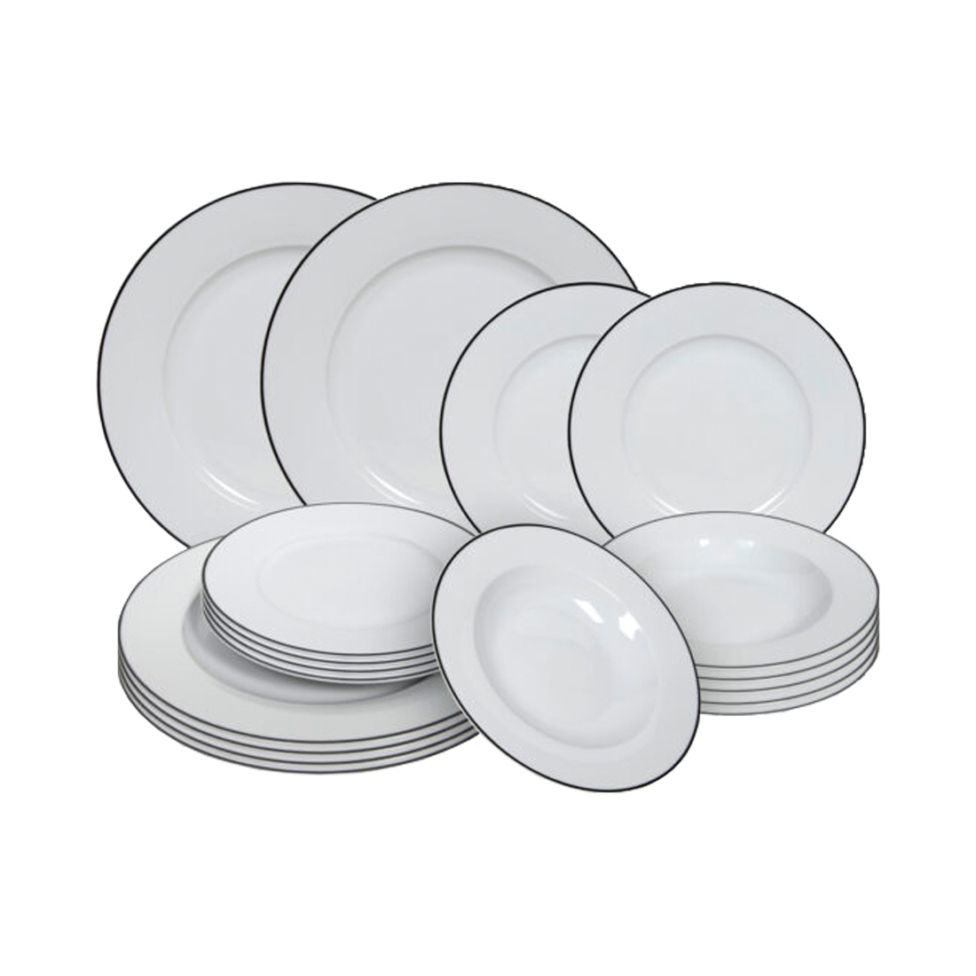 Tavola 18-teiliges Geschirr-Set schwarz / weiss