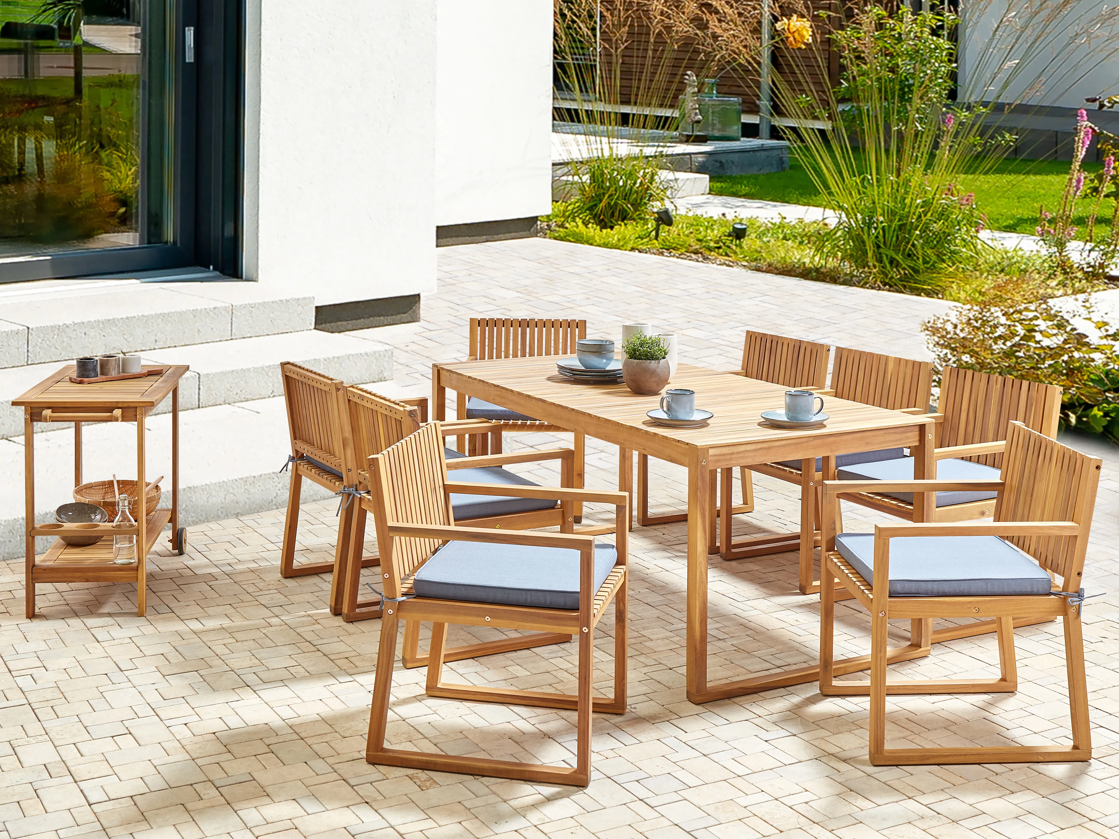 Tuinset 8-zits SASSARI II met kussens Gecertificeerd acaciahout Blauw