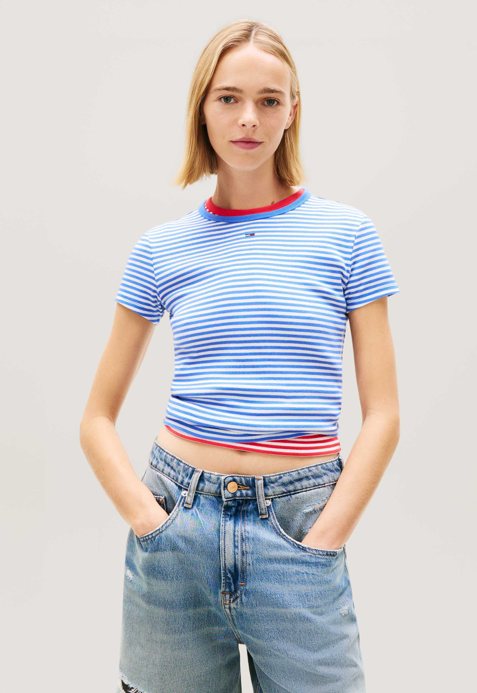 Tommy Jeans Slim Geribd T-shirt