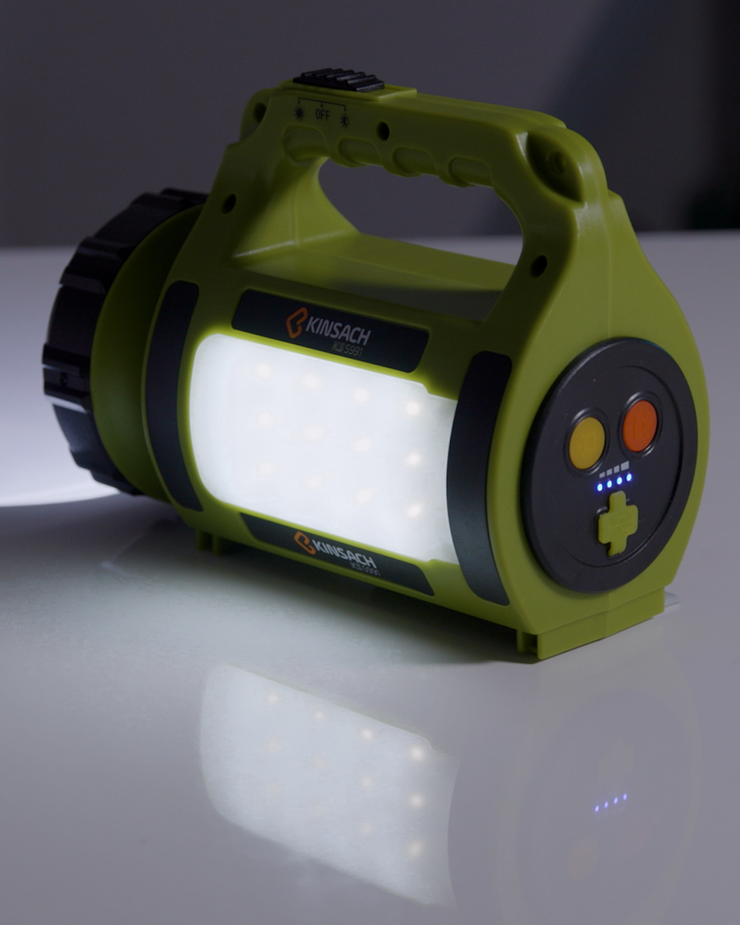 LED (350LM) Notfall Handscheinwerfer Camping Taschenlampe   USB Powerbank 2200mAh Spritzwasserfest (IPX4) - Grün