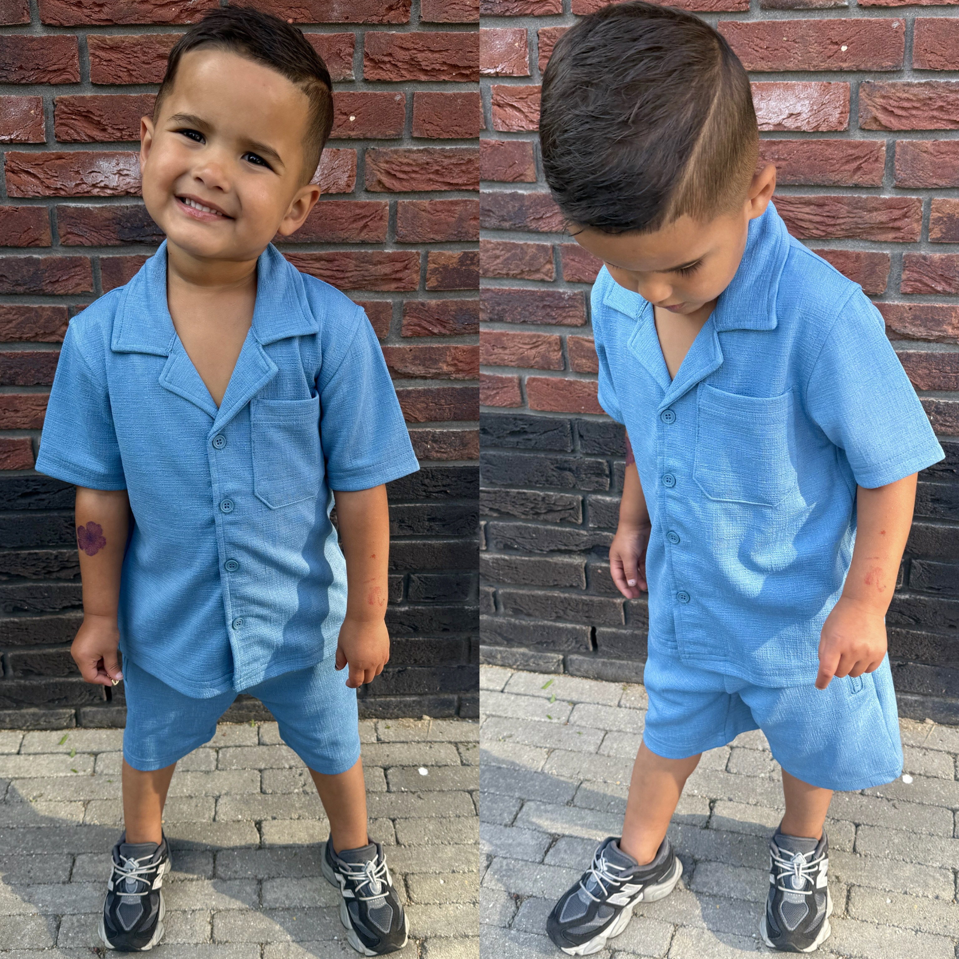 Trendy Blauwe Jongens Zomerset – Shirt & Korte Broek