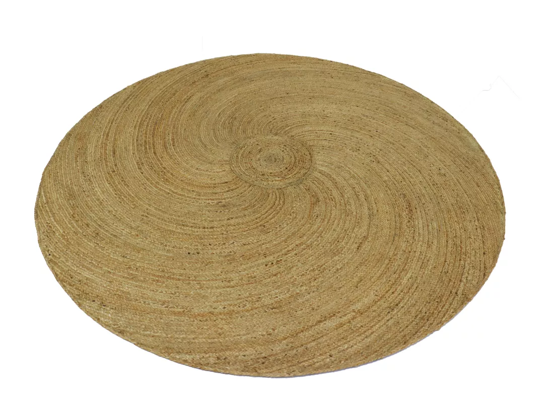 Tapis rond 100% jute - Tressage spirale - D. 200 cm - Naturel - KESIA