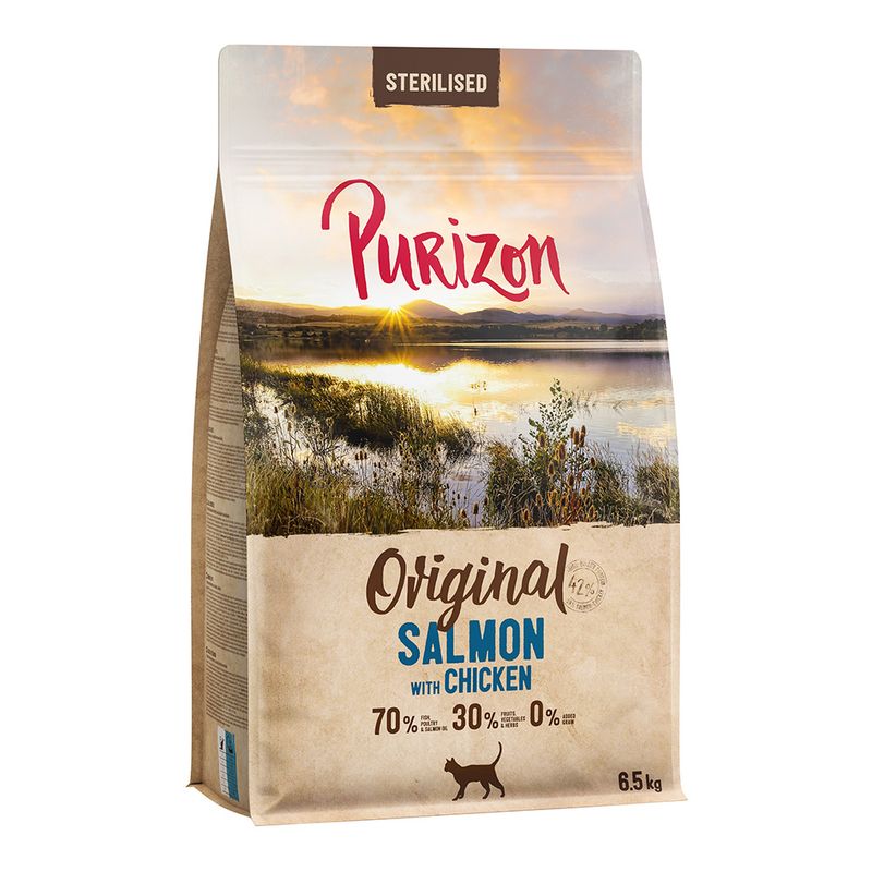 Purizon Sterilised Adult saumon, poulet - sans céréales ✓ pas cher
