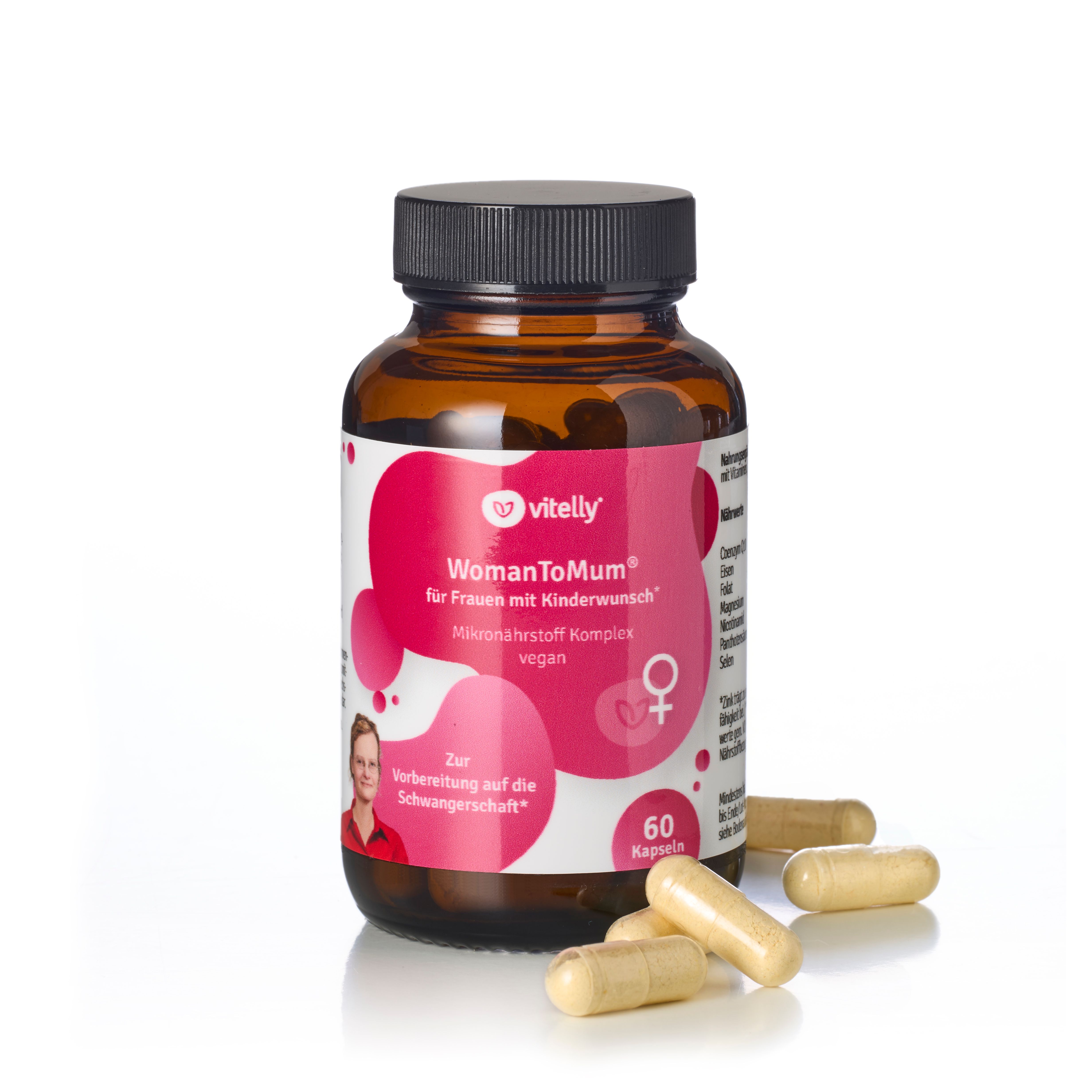 vitelly WomanToMum® Kinderwunsch Vitamine für einen Monat