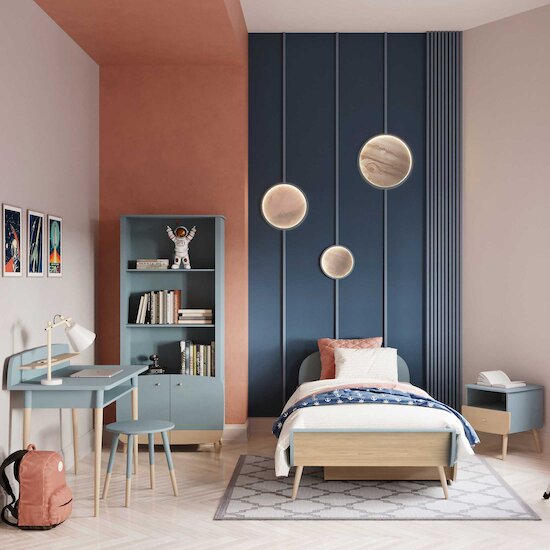 Firmiana Lit junior   Bleu Orage / Bois Naturel        90 x 200 cm   de               CBA Meubles