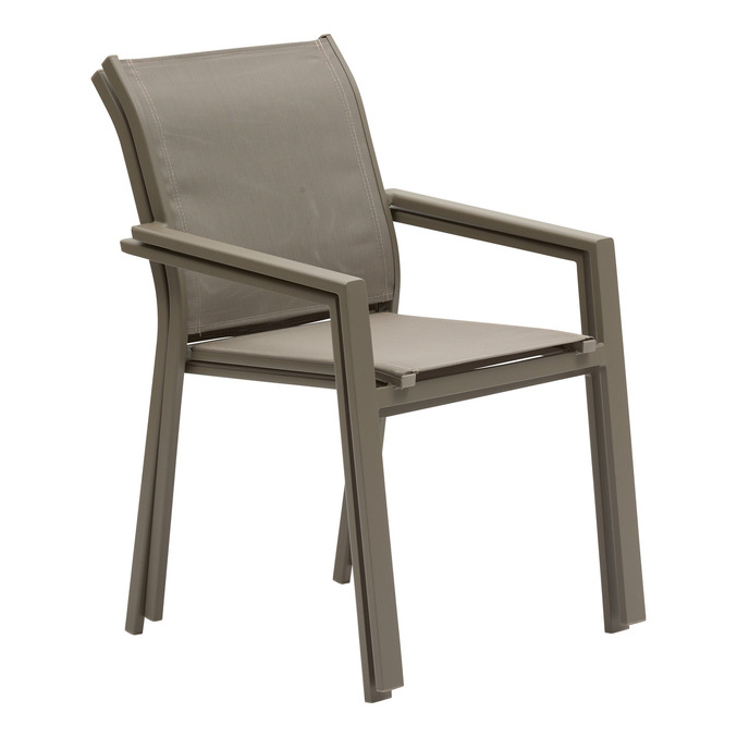 Ensemble table de jardin extensible LUZANE + 12 fauteuils ESSENTIA Argile & Café
