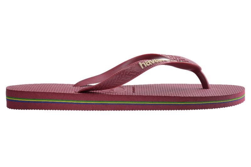 HAVAIANAS BRASIL LOGO FC AMARANTH KLIPKLAPPER I VINRØDT GUMMI