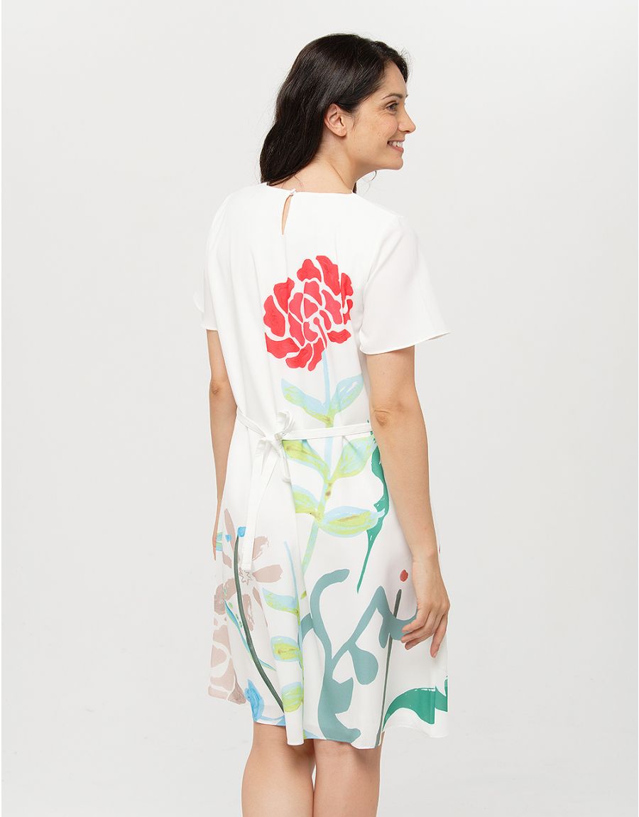 Robe chic écru imprimée