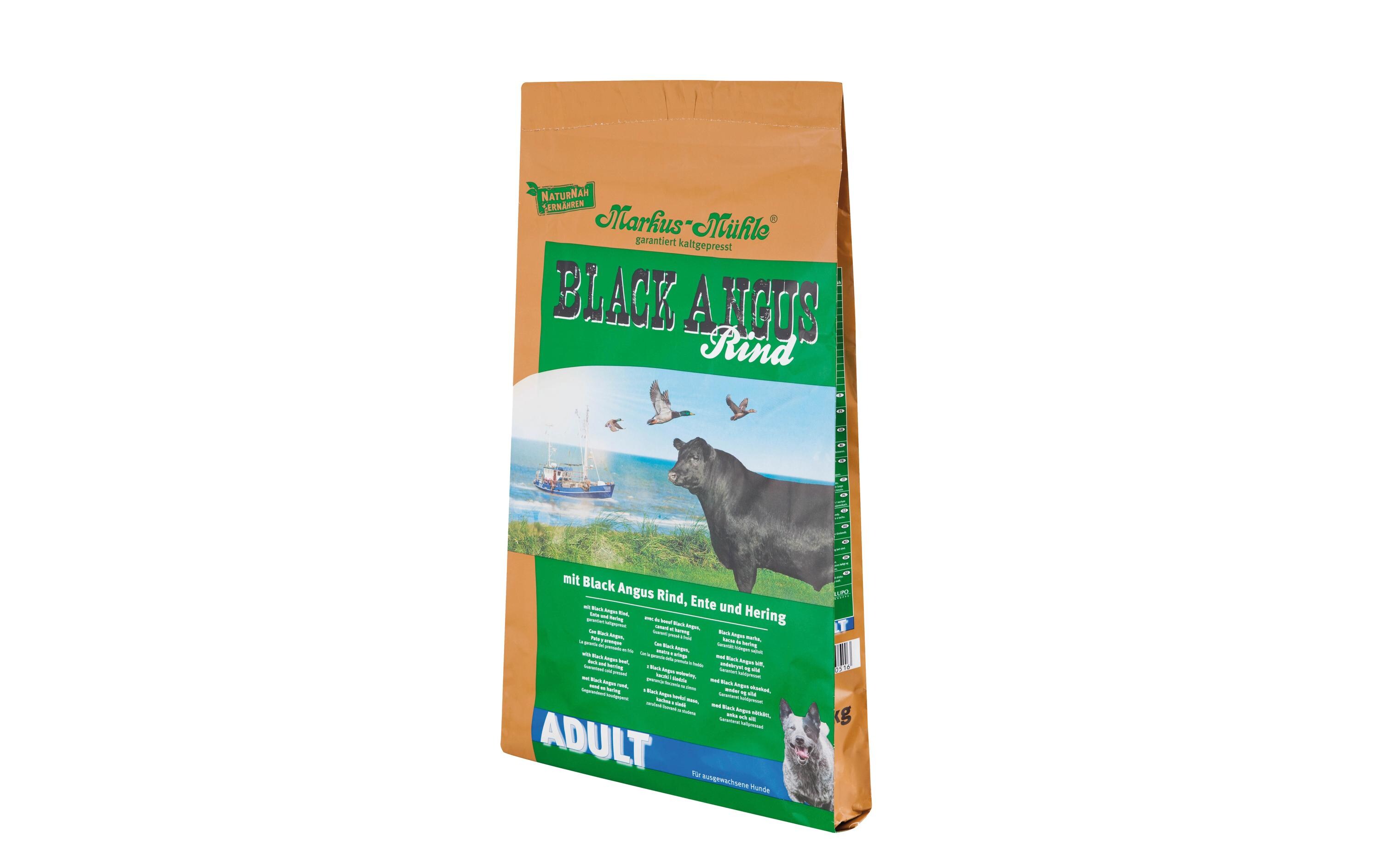 Trockenfutter Dog Black Angus Adult, 15 kgKaltgepresstes Alleinfuttermittel für ausgewachsene Hunde