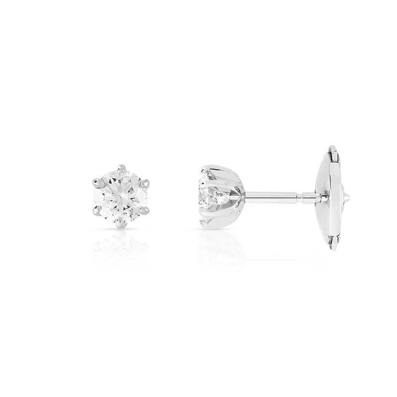 Boucles d'oreilles or 750 blanc diamant