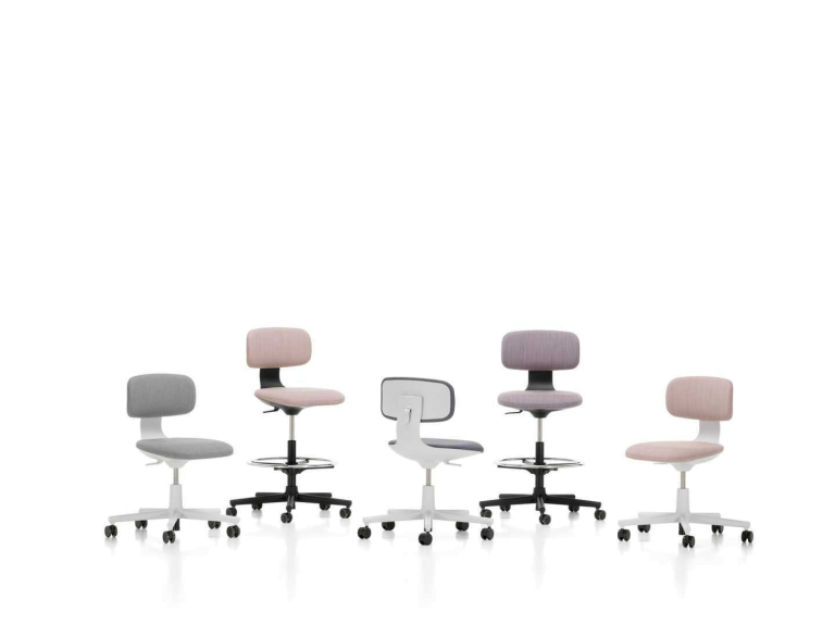 Vitra Rookie bureaustoel low yellow/pastel green, grijs onderstel
