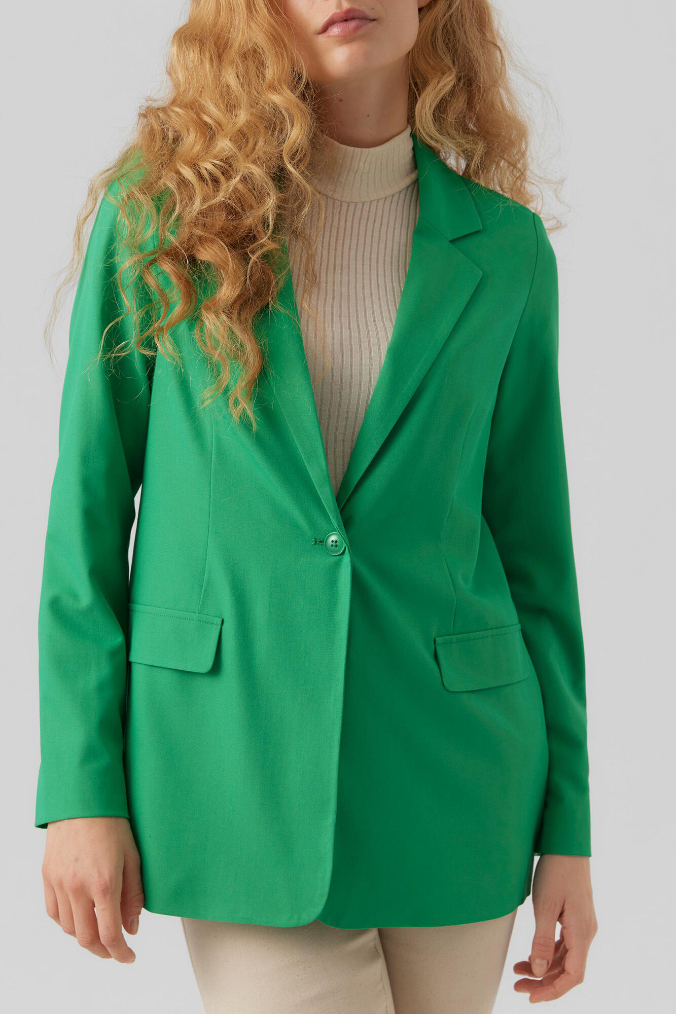 Blazer feminino clássico de corte reto - Verde