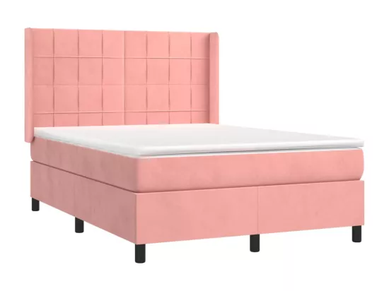 Sommier tapissier avec matelas et LED Rose 140x190 cm Velours