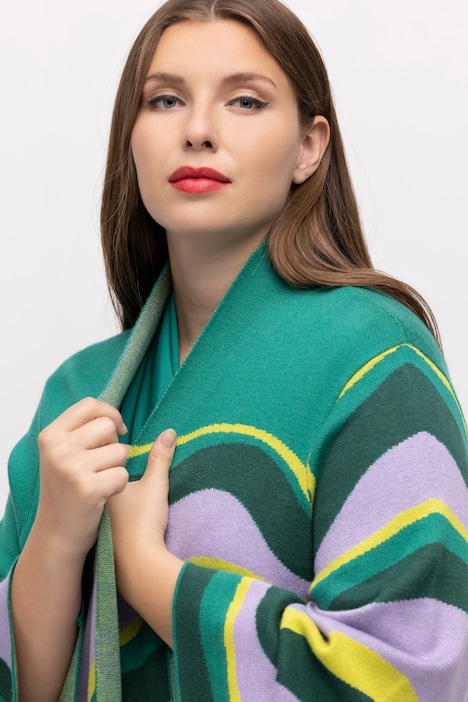 Strickjacke, grafisches Design, Kelchkragen