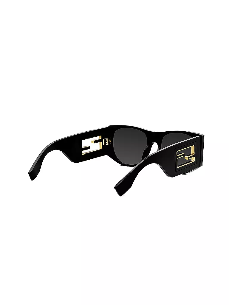 FENDI Baguette schwarze ovale Sonnenbrille schwarz