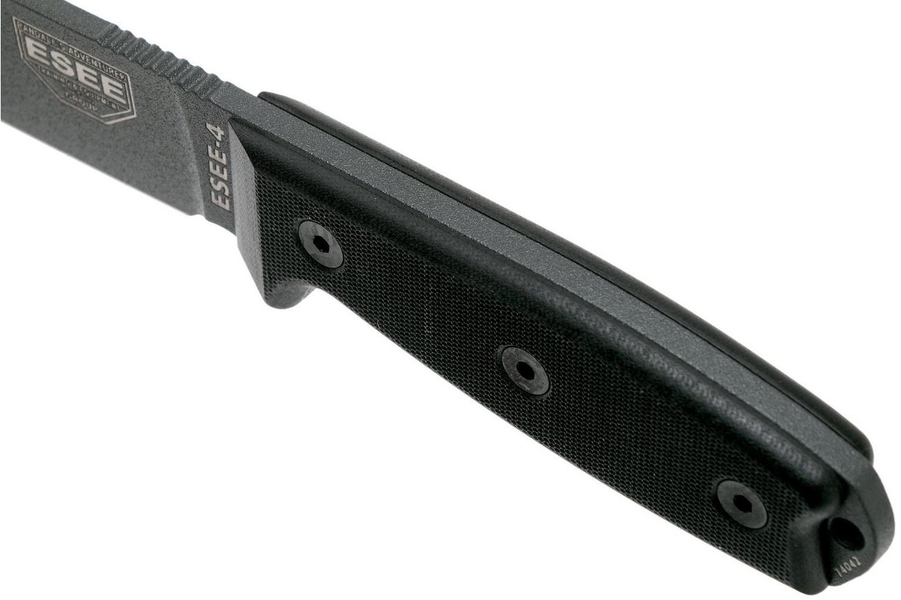 ESEE Model 4 Tactical Gunsmoke, black handle 4P-TG-B met schede   clip