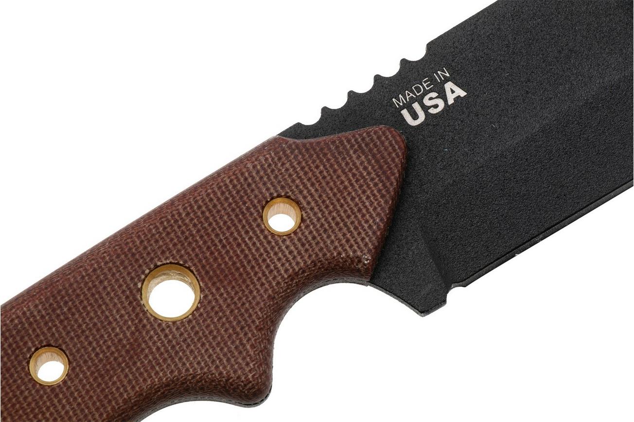 TOPS Knives Wilderness Guide 4.0, WSG-4, 1095 Black Traction Coating, Tan Canvas Micarta, survivalmes, Leo Espinoza design