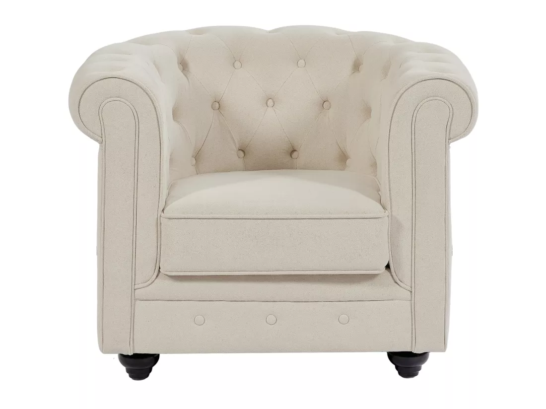Fauteuil en tissu beige CHESTERFIELD