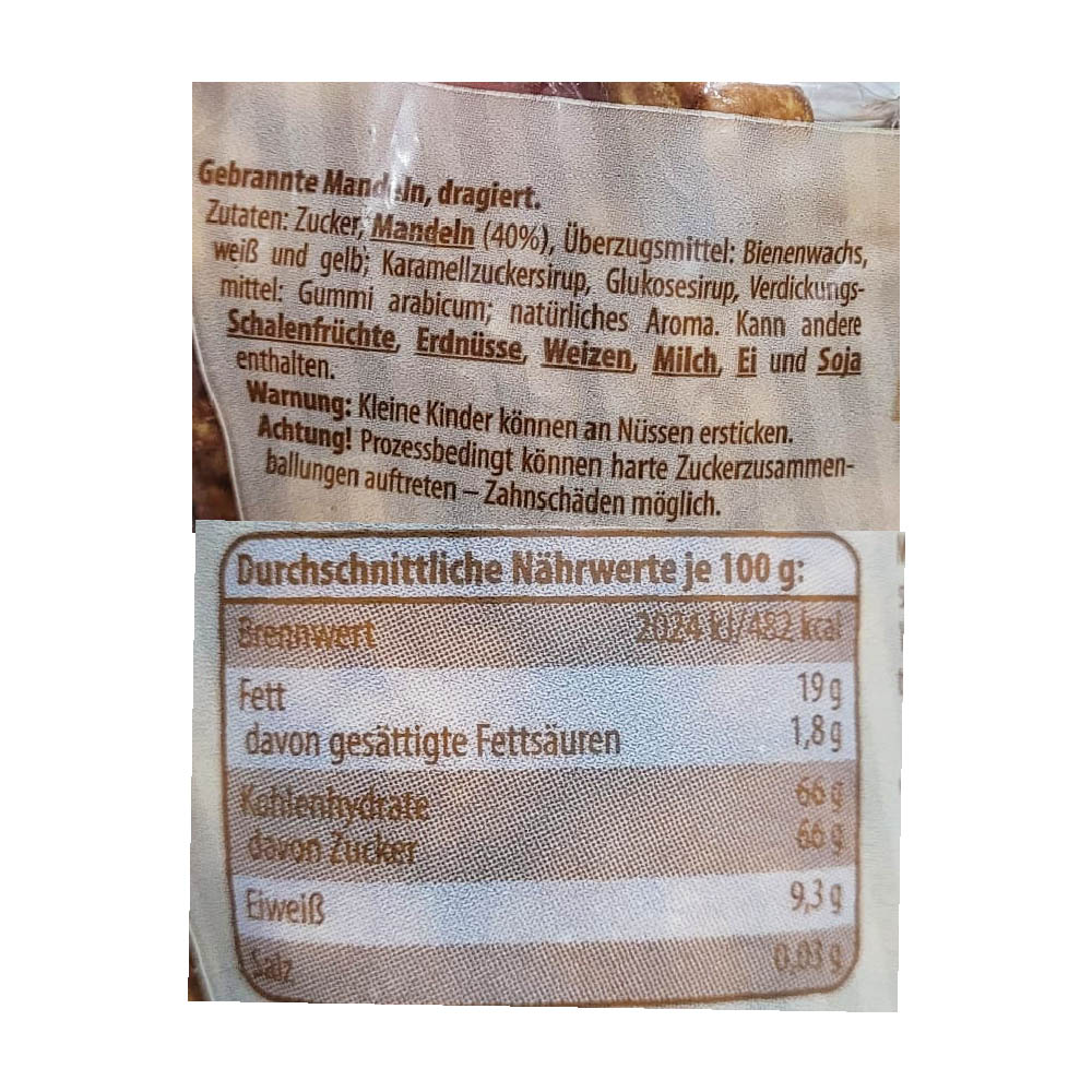 Riegelein gebrannte Mandeln dragiert 175g MHD:11.9.25