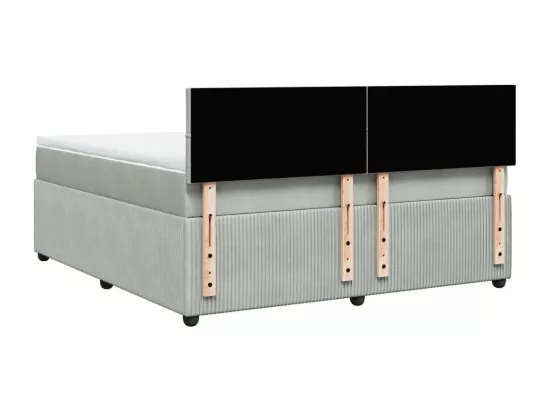 Sommier à lattes de lit et matelas Gris clair 180x200cm Velours