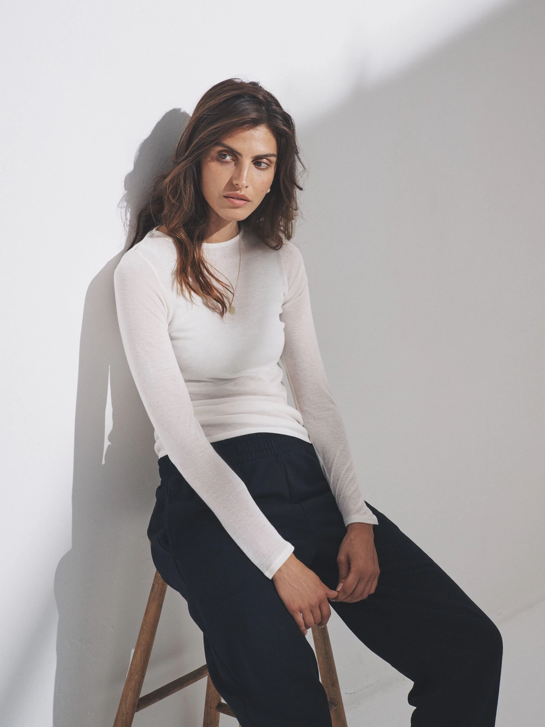 Crème/bruin/marineblauw - The Set 3 Pack Sheer Long Sleeve T-Shirts