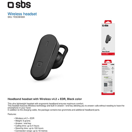 SBS trådløse in-ear høretelefoner - sort
