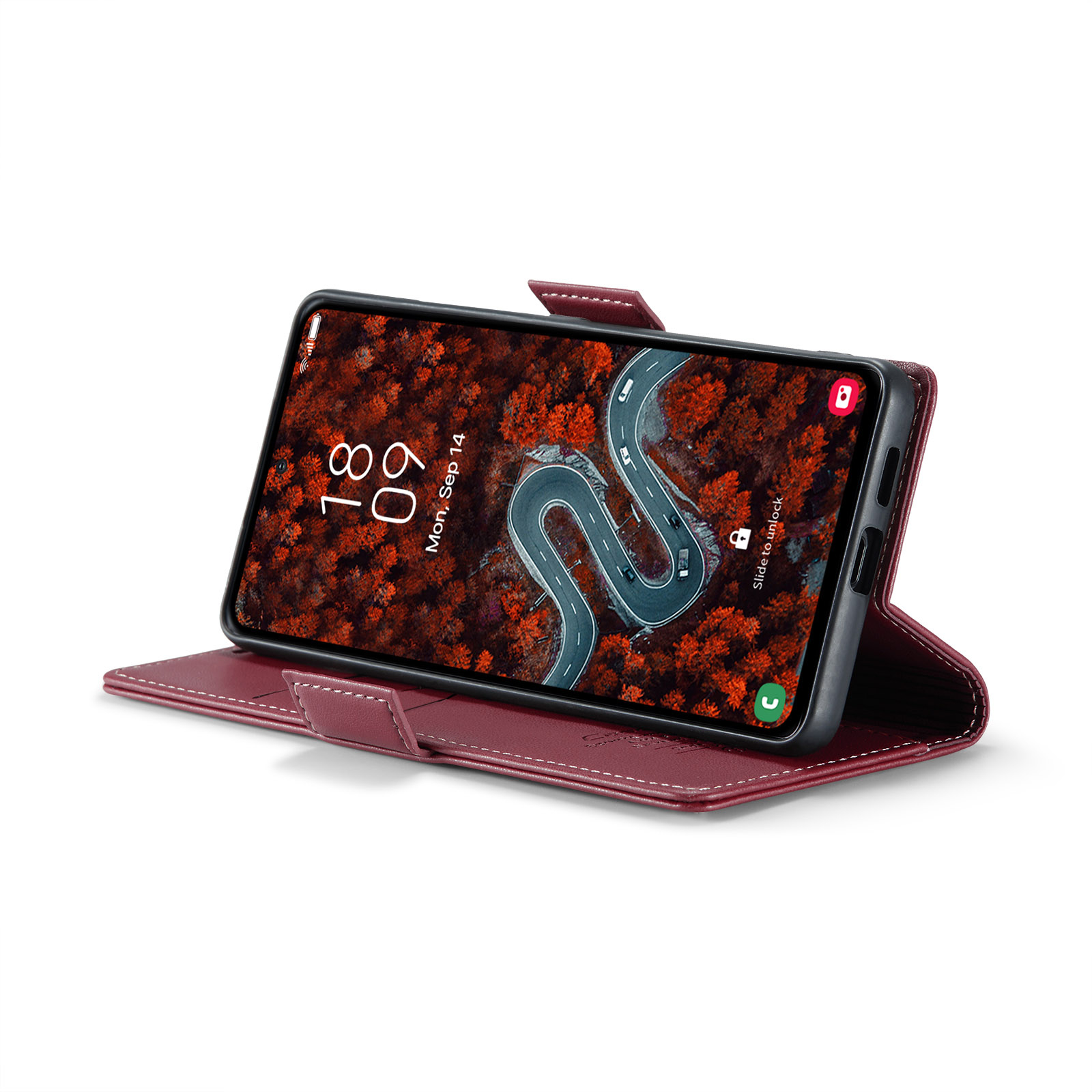 Samsung Galaxy S24 FE Leder Tasche Flip Wallet Etui mit Kartenfächern Litchi Look (RFID Schutz) - Rot