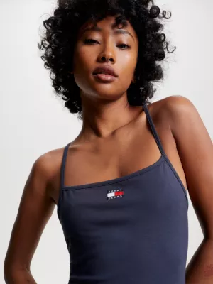 Vestido midi justo com amarração nas costas