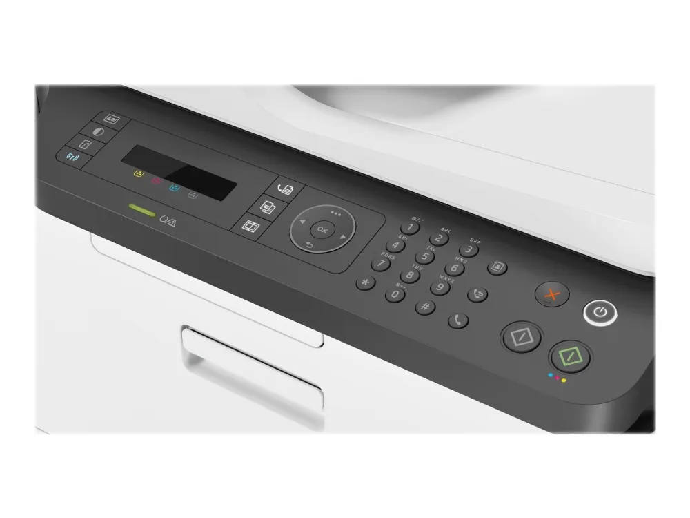 HP Color Laser MFP 179fnw - Multifunktionsprinter - farve - laser - A4 (210 x 297 mm) (original) - A4/Letter (medie) - op til 14 spm (kopiering) - op til 18 spm (udskriver) - 150 ark - 33.6 Kbps - USB 2.0, LAN, Wi-Fi(n)