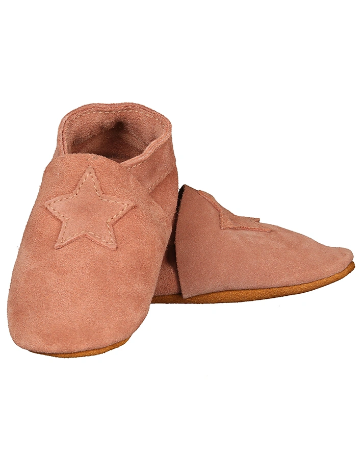 Leder-Krabbelschuhe STERN in old rose